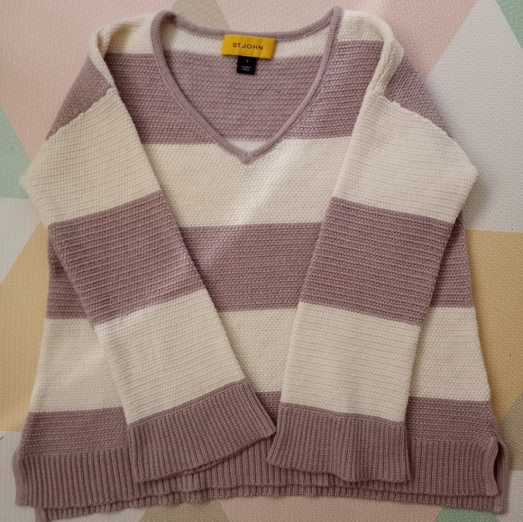 St. John V neck Stripe Top S - Picture 2 of 7